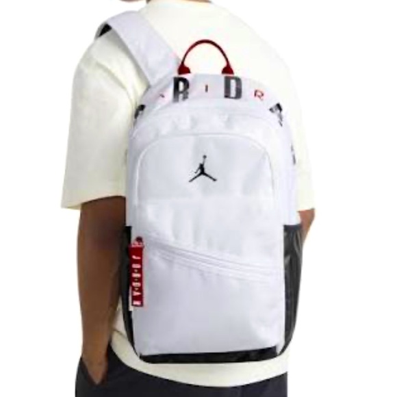 Authentic Jordan Air Patrol Backpack 29L in White w Red and Black Accents-Large - Picture 11 of 12